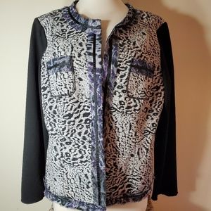 CHICO'S Jacquard Animal Print Jacket sz 2